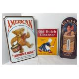 (2) METAL SIGNS & THERMOMETER
