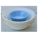 (4) FIRE KING BOWL, (1) HOCKING BOWL