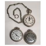 (3) WESTCLOX POCKET WATCHES, (2) RUN