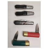 (3) BARLOW & (2) SHOTGUN SHELL KNIVES
