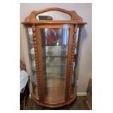 ANTIQUE CURVED GLASS ROPE TWIST CURIO CABINET