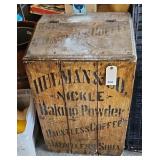 HULMAN BAKING POWDER CRATE, MADE INTO BIN
