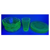 URANIUM GREEN DEPRESSION GLASSWARE