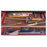 (2) DRAWERS, HAMMERS, DRILL BITS, MORE