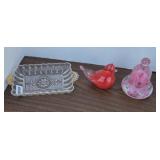 JOE RICE & ELWOOD GLASS PAPERWEIGHTS BIRD & BELL