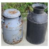 (2) MILK CANS, ONE LID