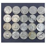 (20) KENNEDY HALF DOLLARS MIXED DATES