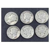 (6) MERCURY SILVER DIMES