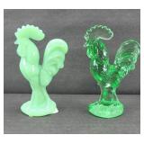 JADEITE & GREEN GLASS ROOSTERS