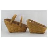 (2) LONGABERGER VEGETABLE BASKETS SM & MED