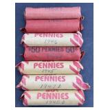 (7) ROLLS OF WHEAT PENNIES 1940 S 1950 S