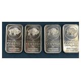 (4) COPPER BARS 1 OZ