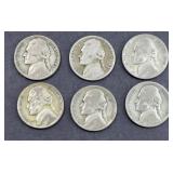 (6) WWII NICKELS WITH SILVER
