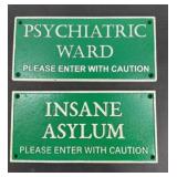 (2) CAST IRON SIGNS