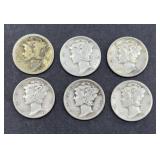 (6) MERCURY SILVER DIMES