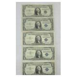 (5) BLUE SEAL $1 BILLS 1935 1957