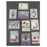 (9) FOOTBALL JERSEY CARDS SOME W/ SIGNATURES