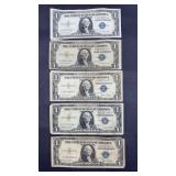 (5) 1935 BLUE SEAL $1 BILLS