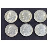 (6) UNCIRCULATED SILVER EISENHOWER DIMES