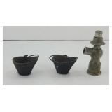 MINIATURE CAST IRON COAL BUCKETS & DRINKING NOZZLE