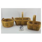 (3) LONGABERGER BASKETS & SM , MED CHORE BASKETS