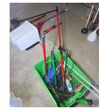TOTE OF CLEANING ITEMS, STEAMER