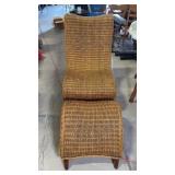 RATTAN CHAIR & FOOTSTOOL OVERSIZE