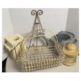 (3) METAL BASKET & DECOR