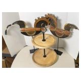 (2) VIKING SHIP ART & TIERED TRAY