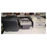 (3) PRINTERS (2) HP & BROTHER, PAPER CUTTER