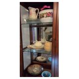 (3) SHELVES OF DECORATIVE SERVING PIECES & CHINA