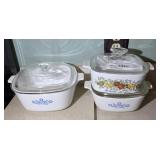 (3) CORNING DISHES W/ LIDS