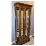 CURVED GLASS LIGHTED CURIO CABINET