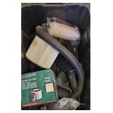 TOTE OF SHOP VAC SUPPLIES