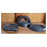 CAST IRON IRONS W/ TRIVET