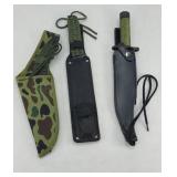 (3) KNIVES IN SHEATHS