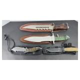 (4) KNIVES WITH SHEATHS