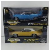 (2) AMERICAN MUSCLE 1970'S PLYMOUTH'S 1:18