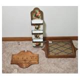 VINTAGE NOTE HOLDER, KEY RACK, SMALL DISPLAY CASE