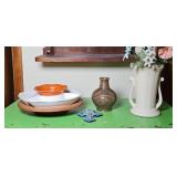 CALIFORNIA POTTERY LAZY SUSAN, VASES
