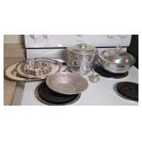 SILVERPLATE, ALUMINUM & OTHER SERVING PIECES