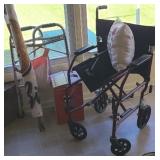 WHEEL CHAIR, WALKER, BIRTHDAY BANNER
