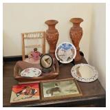 NATIVE AMERICAN TILE, WOOD VASE, MORE