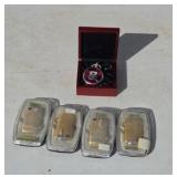 (4) 24K GOLD PLATED LIGHTERS, POCKET WATCH