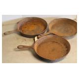 (3) CAST IRON SKILLETS
