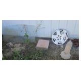 GLASS TABLE TOP, RIMS, CONCRETE BASE & MORE