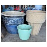 (3) POTTERY PLANTERS