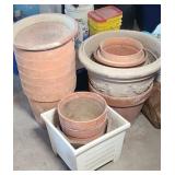 LARGE FLOWER POTS, PLASTIC & TERRA COTTA