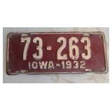 1932 IOWA LICENSE PLATE