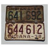 1935 & 1938 INDIANA LICENSE PLATES